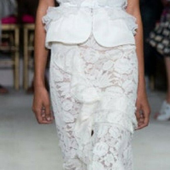 °$3,800 NEW OSCAR DE LA RENTA STUNNING IVORY WHITE FLORAL GUIPURE LACE DRESS 0 - Picture 7 of 13